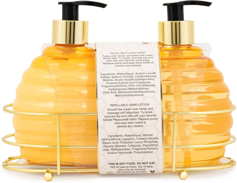 simple pleasures Beehive 2 Pack Sweet Honey Lemon Scented Liquid Hand Soap Dispensers - Plastic Novelty Decorative Refillable Hand Pumps for Kitchen Countertops and Bathroom Sinks - Image 4